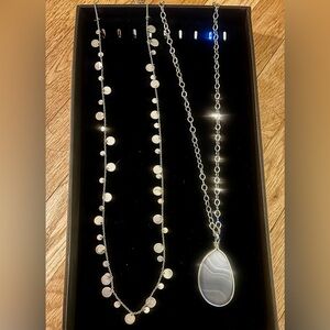 (2) Silver Lia Sophia long Necklaces